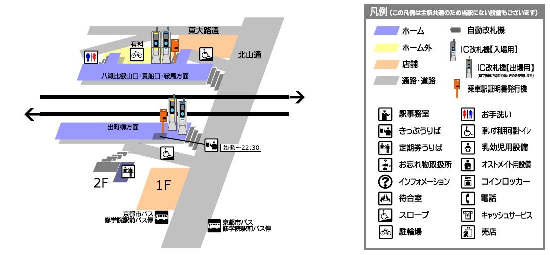 叡山电铁修学院站平面示意图
