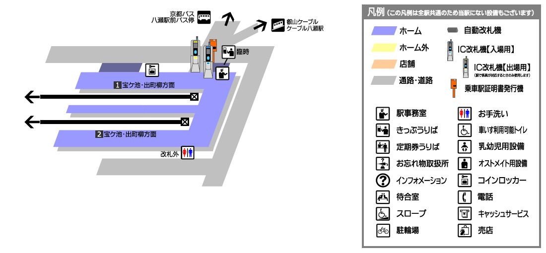 叡山电铁八濑比叡山口站平面示意图