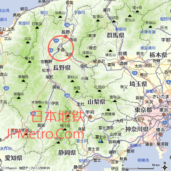 姨舍站在日本长野县的大致区位