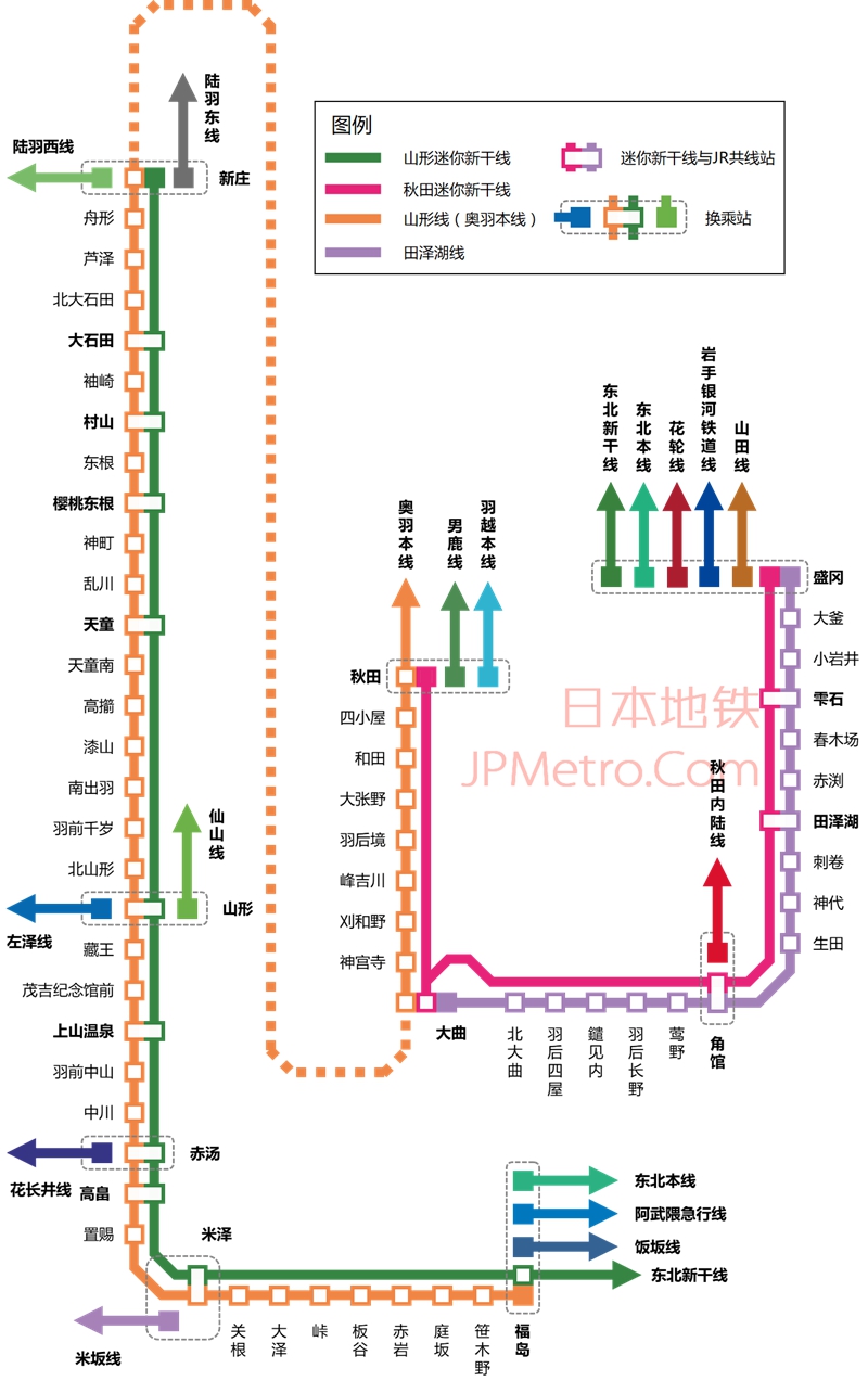 日本迷你新干线线路图