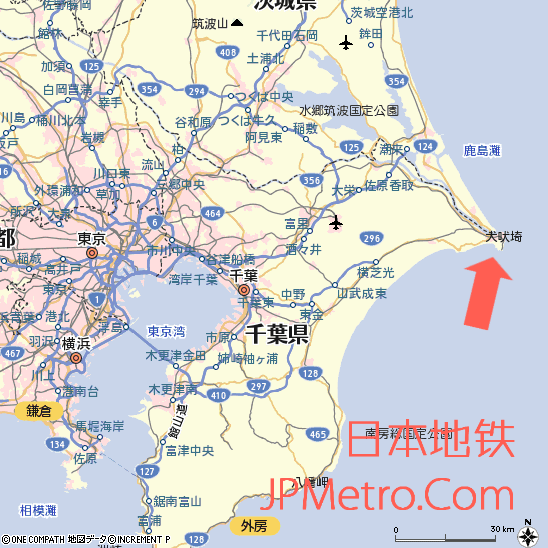 铫子电铁在日本千叶县的大致区位